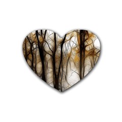 Fall Forest Artistic Background Heart Coaster (4 Pack)  by Simbadda