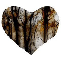 Fall Forest Artistic Background Large 19  Premium Flano Heart Shape Cushions by Simbadda