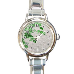 Plants Over Wall Round Italian Charm Watch by dflcprints