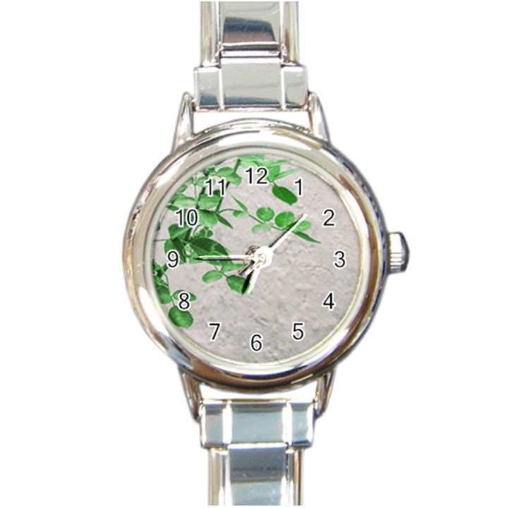 Plants Over Wall Round Italian Charm Watch