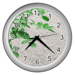 Plants Over Wall Wall Clocks (silver)  by dflcprints