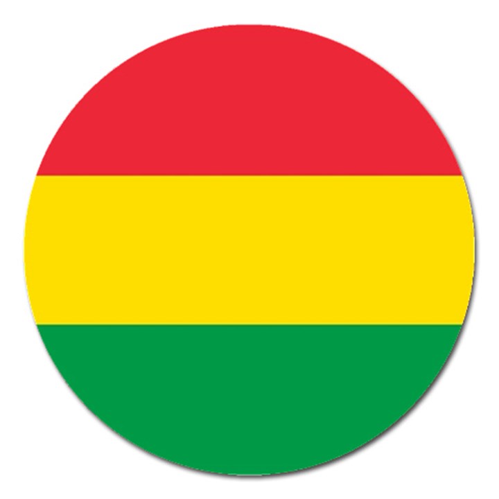 Rasta Colors Red Yellow Gld Green Stripes Pattern Ethiopia Magnet 5  (Round)