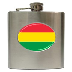 Rasta Colors Red Yellow Gld Green Stripes Pattern Ethiopia Hip Flask (6 Oz) by yoursparklingshop