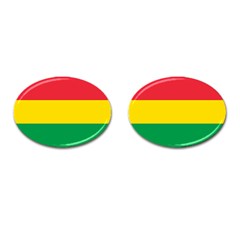 Rasta Colors Red Yellow Gld Green Stripes Pattern Ethiopia Cufflinks (oval) by yoursparklingshop