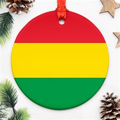 Rasta Colors Red Yellow Gld Green Stripes Pattern Ethiopia Round Ornament (two Sides) by yoursparklingshop