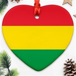 Rasta Colors Red Yellow Gld Green Stripes Pattern Ethiopia Heart Ornament (Two Sides) Front