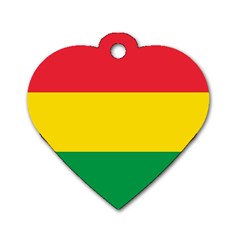 Rasta Colors Red Yellow Gld Green Stripes Pattern Ethiopia Dog Tag Heart (two Sides) by yoursparklingshop