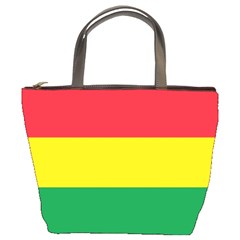 Rasta Colors Red Yellow Gld Green Stripes Pattern Ethiopia Bucket Bags by yoursparklingshop