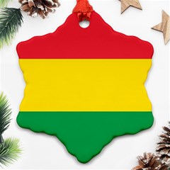 Rasta Colors Red Yellow Gld Green Stripes Pattern Ethiopia Snowflake Ornament (two Sides) by yoursparklingshop