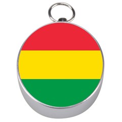 Rasta Colors Red Yellow Gld Green Stripes Pattern Ethiopia Silver Compasses by yoursparklingshop