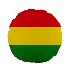 Rasta Colors Red Yellow Gld Green Stripes Pattern Ethiopia Standard 15  Premium Flano Round Cushions by yoursparklingshop