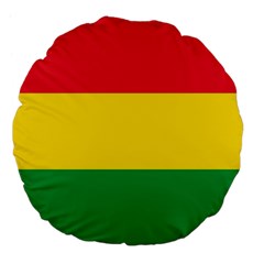 Rasta Colors Red Yellow Gld Green Stripes Pattern Ethiopia Large 18  Premium Flano Round Cushions by yoursparklingshop