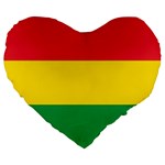 Rasta Colors Red Yellow Gld Green Stripes Pattern Ethiopia Large 19  Premium Flano Heart Shape Cushions Front