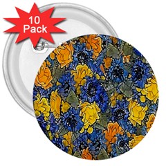 Floral Pattern Background 3  Buttons (10 Pack)  by Simbadda