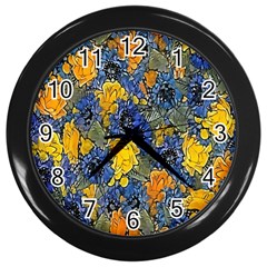 Floral Pattern Background Wall Clocks (black) by Simbadda