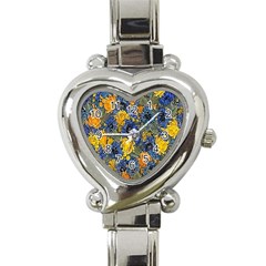 Floral Pattern Background Heart Italian Charm Watch by Simbadda