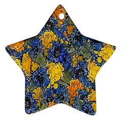 Floral Pattern Background Star Ornament (two Sides) by Simbadda