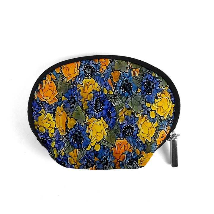 Floral Pattern Background Accessory Pouches (Small) 