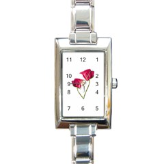 Red Roses Photo Rectangle Italian Charm Watch