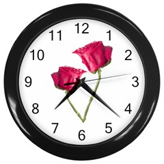 Red Roses Photo Wall Clocks (black) by dflcprints