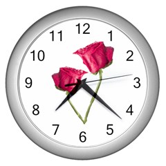 Red Roses Photo Wall Clocks (silver)  by dflcprints