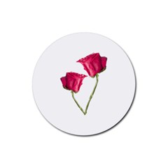 Red Roses Photo Rubber Coaster (round)  by dflcprints