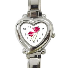 Red Roses Photo Heart Italian Charm Watch by dflcprints