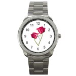 Red Roses Photo Sport Metal Watch Front