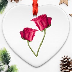 Red Roses Photo Heart Ornament (two Sides) by dflcprints