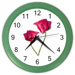 Red Roses Photo Color Wall Clocks by dflcprints