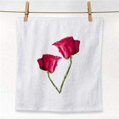 Red Roses Photo Face Towel by dflcprints