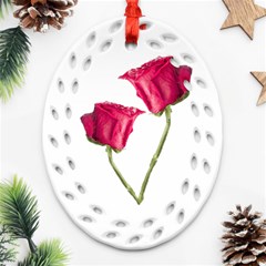 Red Roses Photo Ornament (oval Filigree)