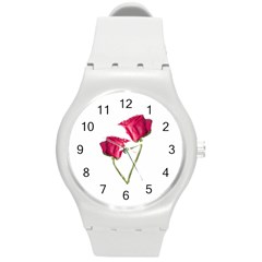 Red Roses Photo Round Plastic Sport Watch (m) by dflcprints