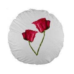 Red Roses Photo Standard 15  Premium Round Cushions by dflcprints