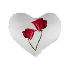 Red Roses Photo Standard 16  Premium Heart Shape Cushions by dflcprints