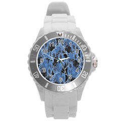 Floral Pattern Background Seamless Round Plastic Sport Watch (l) by Simbadda