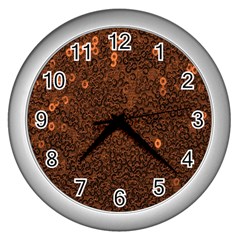 Brown Sequins Background Wall Clocks (silver)  by Simbadda