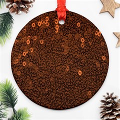 Brown Sequins Background Round Ornament (two Sides) by Simbadda