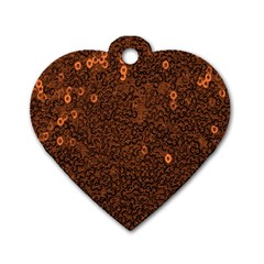 Brown Sequins Background Dog Tag Heart (one Side) by Simbadda