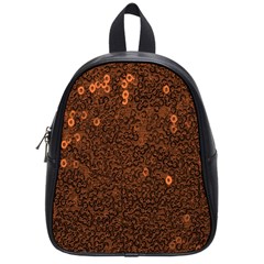 Brown Sequins Background School Bags (small)  by Simbadda