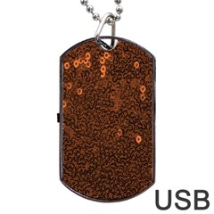 Brown Sequins Background Dog Tag Usb Flash (two Sides) by Simbadda