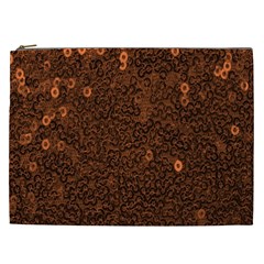 Brown Sequins Background Cosmetic Bag (xxl)  by Simbadda