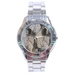 Floral Pattern Background Stainless Steel Analogue Watch by Simbadda