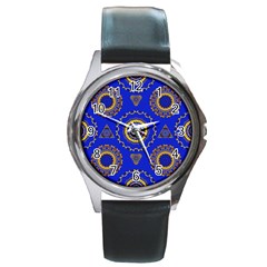 Abstract Mandala Seamless Pattern Round Metal Watch by Simbadda