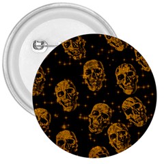 Sparkling Glitter Skulls Golden 3  Buttons by ImpressiveMoments