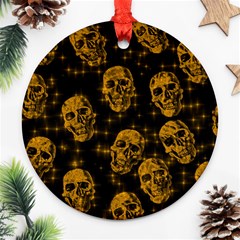 Sparkling Glitter Skulls Golden Ornament (round) by ImpressiveMoments