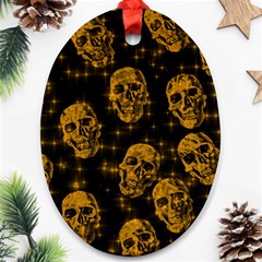 Sparkling Glitter Skulls Golden Ornament (oval) by ImpressiveMoments