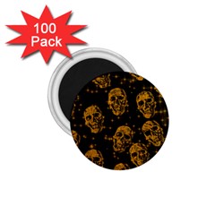 Sparkling Glitter Skulls Golden 1 75  Magnets (100 Pack)  by ImpressiveMoments