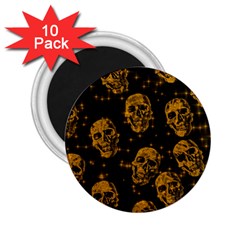 Sparkling Glitter Skulls Golden 2 25  Magnets (10 Pack)  by ImpressiveMoments