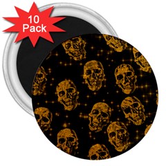 Sparkling Glitter Skulls Golden 3  Magnets (10 Pack)  by ImpressiveMoments